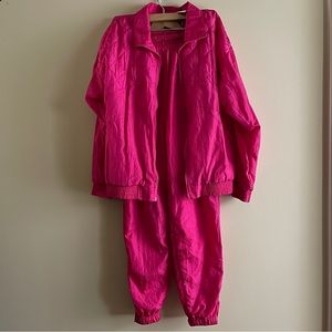 LONGSTREET MISSY Vintage Hot Pink Windbreaker Tracksuit Sz Small